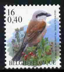 Belgium 2000-01 Birds #4 Red-Backed Shrike 16f/0.40 Euro dual currency unmounted mint, SG 3545, stamps on birds