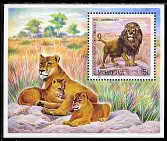 Moldova 2001 Chisinau Zoo perf m/sheet (Lion) unmounted mint SG MS402, stamps on , stamps on  stamps on zoos, stamps on  stamps on animals, stamps on  stamps on cats, stamps on  stamps on lions