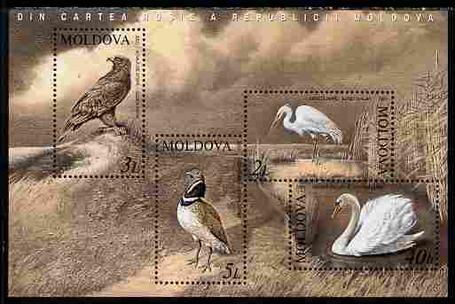 Moldova 2003 Birds perf m/sheet unmounted mint SG MS 481, stamps on , stamps on  stamps on birds, stamps on  stamps on swans, stamps on  stamps on eagles, stamps on  stamps on birds of prey, stamps on  stamps on egrets