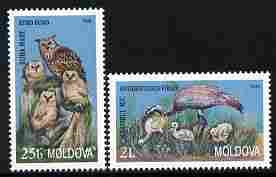 Moldova 1998 Birds perf set of 2 unmounted mint SG 302-3, stamps on , stamps on  stamps on birds, stamps on  stamps on cranes, stamps on  stamps on eagles, stamps on  stamps on birds of prey, stamps on  stamps on 