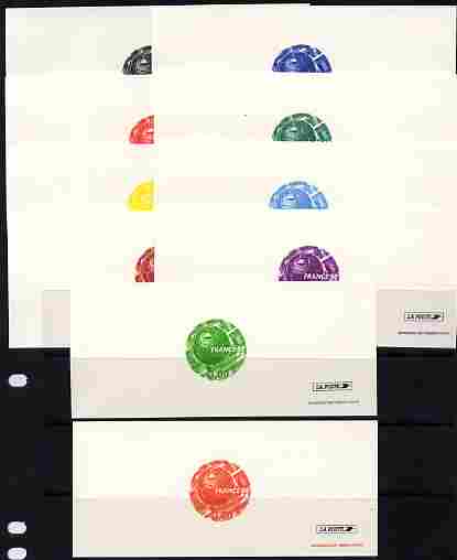 France 1998 Football World Cup 3f circular proof in 10 different colours each on La Poste deluxe proof card, as SG 3472, stamps on , stamps on  stamps on football