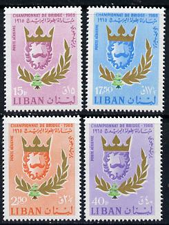 Lebanon 1965 World Bridge Championships set of 4, SG 902-5*, stamps on games, stamps on playing cards, stamps on bridge (card game)