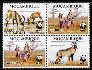 Mozambique 2010 WWF - Antelope Hippotragus equinus perf set of 4 vaues in se-tenant block unmounted mint, stamps on animals, stamps on  wwf , stamps on antelope
