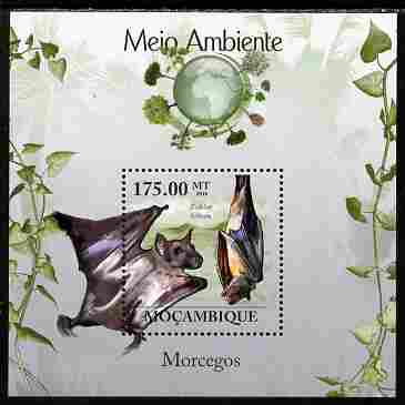 Mozambique 2010 The Environment - Bats perf souvenir sheet unmounted mint Michel BL 303, stamps on animals, stamps on mammals, stamps on bats, stamps on environment, stamps on 