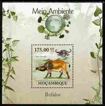 Mozambique 2010 The Environment - Buffalo perf souvenir sheet unmounted mint Michel BL 302, stamps on , stamps on  stamps on animals, stamps on  stamps on buffaloes, stamps on  stamps on bovine, stamps on  stamps on environment, stamps on  stamps on 