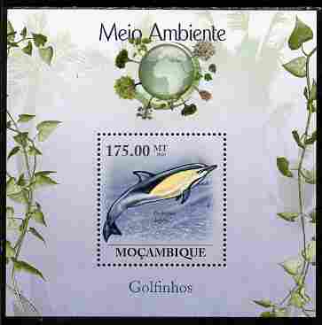 Mozambique 2010 The Environment - Dolphins perf souvenir sheet unmounted mint Michel BL 311, stamps on animals, stamps on mammals, stamps on dolphins, stamps on marine life, stamps on environment, stamps on 