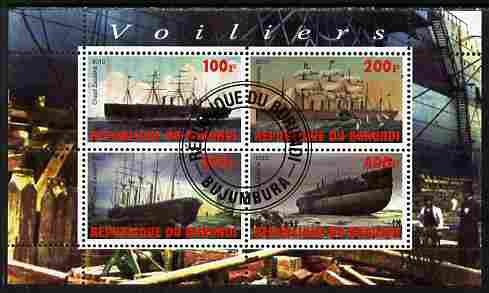 Burundi 2010 The Great Eastern perf sheetlet containing 4 values fine cto used, stamps on ships, stamps on brunel