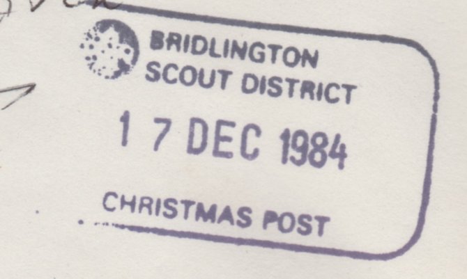 GB 1984 Christmas Post cover carried by Bridlington Scouts, stamps on 
