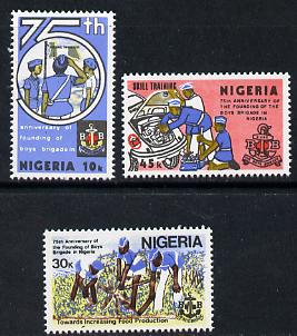 Nigeria 1983 Boys Brigade 75th Anniversary set of 3 unmounted mint, SG 463-65*, stamps on scouts