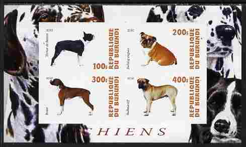 Burundi 2010 Dogs #3 imperf sheetlet containing 4 values unmounted mint, stamps on , stamps on  stamps on dogs