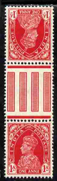 India 1937-40 KG6 1a carmine tete-beche gutter-pair unmounted mint as SG 250a, stamps on , stamps on  kg6 , stamps on 