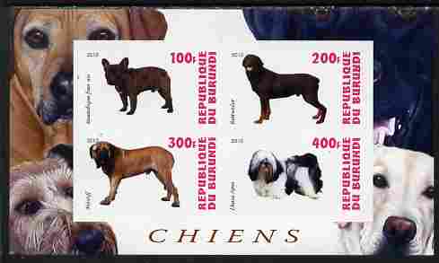 Burundi 2010 Dogs #4 imperf sheetlet containing 4 values unmounted mint, stamps on , stamps on  stamps on dogs