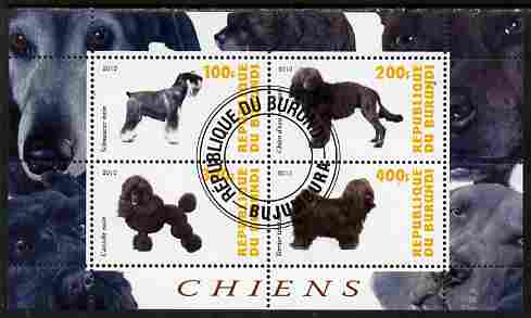 Burundi 2010 Dogs #6 perf sheetlet containing 4 values fine cto used, stamps on , stamps on  stamps on dogs