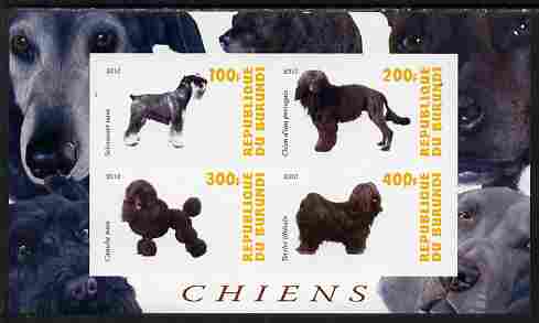 Burundi 2010 Dogs #6 imperf sheetlet containing 4 values unmounted mint, stamps on dogs