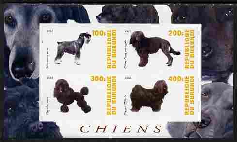 Burundi 2010 Dogs #6 imperf sheetlet containing 4 values unmounted mint, stamps on , stamps on  stamps on dogs