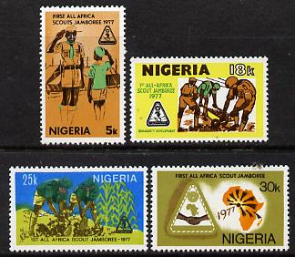 Nigeria 1977 First All-Africa Scout Jamboree set of 4 unmounted mint, SG 369-72*, stamps on scouts