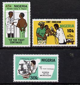 Nigeria 1982 Robert Koch's Discovery of Tubercle Bacillus set of 3 unmounted mint, SG 431-33*, stamps on medical, stamps on tb, stamps on doctors, stamps on diseases