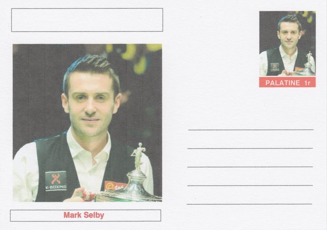 Palatine (Fantasy) Personalities - Mark Selby (snooker) postal stationery card unused and fine, stamps on personalities, stamps on sport, stamps on snooker