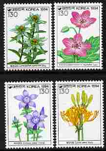 South Korea 1994 Flowers - 5th series perf set of 4 unmounted mint SG 2133-6, stamps on , stamps on  stamps on flowers