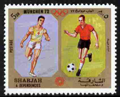 Sharjah 1972 Football & Running (5Dh) from Olympic Sports perf set of 10 unmounted mint, Mi 942, stamps on football     running, stamps on sport