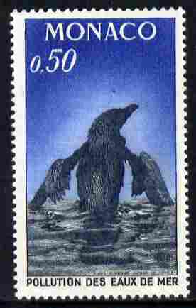 Monaco 1971 Campaign Against Pollution of the Sea (Razorbill) unmounted mint SG 1008, stamps on , stamps on  stamps on birds, stamps on  stamps on environment, stamps on  stamps on oceans