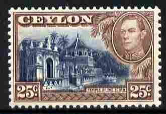 Ceylon 1938-49 KG6 Temple of the Tooth 25c watermark sideways unmounted mint, SG 392, stamps on , stamps on  kg6 , stamps on temples, stamps on churches, stamps on dental