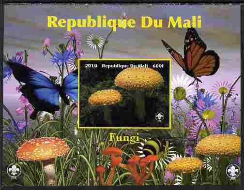 Mali 2010 Fungi #3 imperf s/sheet with Butterflies & Scouts Logo unmounted mint. Note this item is privately produced and is offered purely on its thematic appeal, stamps on fungi, stamps on butterflies, stamps on scouts