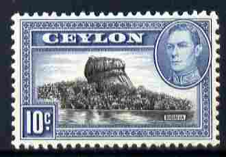 Ceylon 1938-49 KG6 Sigiriya (Lion Rock) 10c watermark upright unmounted mint, SG 389a, stamps on , stamps on  stamps on , stamps on  stamps on  kg6 , stamps on  stamps on rocks, stamps on  stamps on tourism