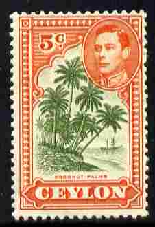 Ceylon 1938-49 KG6 Coconut Palms 5c P12 unmounted mint, SG 387g, stamps on , stamps on  stamps on , stamps on  stamps on  kg6 , stamps on  stamps on trees