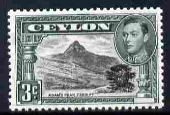 Ceylon 1938-49 KG6 Adam's Peak 3c P12 unmounted mint SG387e, stamps on , stamps on  kg6 , stamps on tourism