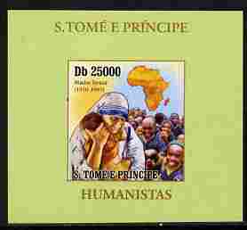 St Thomas & Prince Islands 2010 Humanitarians - Mother Teresa individual imperf deluxe sheet unmounted mint. Note this item is privately produced and is offered purely on..., stamps on personalities, stamps on women, stamps on human rights, stamps on peace, stamps on nobel, stamps on teresa