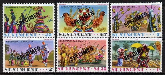 St Vincent 1976 Carnival set of 6 opt'd Specimen unmounted mint as SG 479-84, stamps on , stamps on  stamps on cultures, stamps on dancing, stamps on honey, stamps on bees, stamps on insects