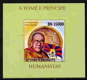 St Thomas & Prince Islands 2010 Humanitarians - Dalai Lama individual imperf deluxe sheet unmounted mint. Note this item is privately produced and is offered purely on it..., stamps on personalities, stamps on religion, stamps on buddhism