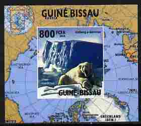 Guinea - Bissau 2010 Global Warming #2 - Polar Bear individual imperf deluxe sheet unmounted mint. Note this item is privately produced and is offered purely on its thematic appeal, stamps on , stamps on  stamps on environment, stamps on  stamps on animals, stamps on  stamps on weather, stamps on  stamps on polar, stamps on  stamps on maps, stamps on  stamps on bears