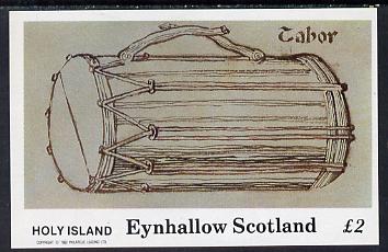 Eynhallow 1982 Early Musical Instruments (Tabor) imperf deluxe sheet (£2 value) unmounted mint, stamps on music, stamps on musical instruments