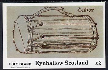 Eynhallow 1982 Early Musical Instruments (Tabor) imperf deluxe sheet (Â£2 value) unmounted mint, stamps on music, stamps on musical instruments