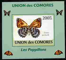 Comoro Islands 2009 Butterflies #5 individual imperf deluxe sheet unmounted mint. Note this item is privately produced and is offered purely on its thematic appeal, it ha..., stamps on butterflies