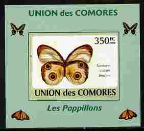 Comoro Islands 2009 Butterflies #6 individual imperf deluxe sheet unmounted mint. Note this item is privately produced and is offered purely on its thematic appeal, it ha..., stamps on butterflies