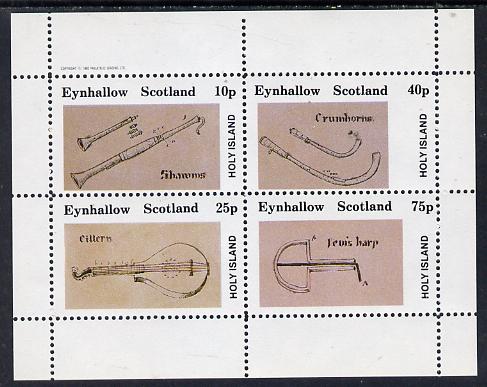 Eynhallow 1982 Early Musical Instruments perf set of 4 values unmounted mint, stamps on music, stamps on musical instruments