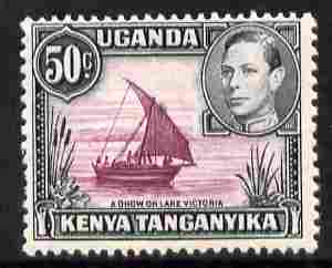 Kenya, Uganda & Tanganyika 1938-54 KG6 Dhow on Lake Victoria 50c P13 x 11.75 unmounted mint SG144, stamps on , stamps on  stamps on , stamps on  stamps on  kg6 , stamps on  stamps on lakes, stamps on  stamps on ships