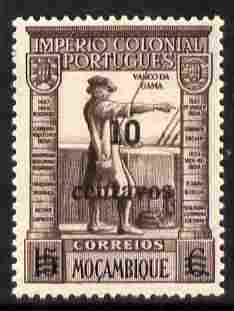 Mozambique 1946 Vasco da Gama 10c on 15c brown-purple & black unmounted mint SG387, stamps on , stamps on  stamps on explorers