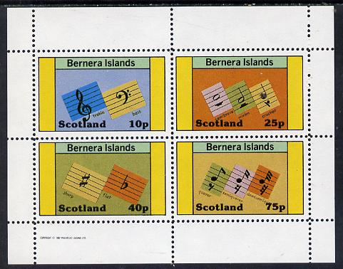 Bernera 1982 Musical Notes perf set of 4 values unmounted mint, stamps on , stamps on  stamps on music