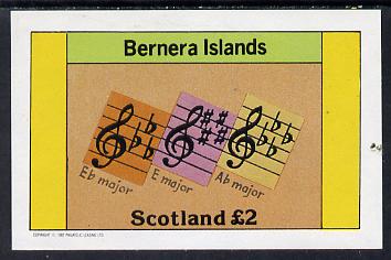 Bernera 1982 Musical Notes imperf deluxe sheet (£2 value) unmounted mint, stamps on music