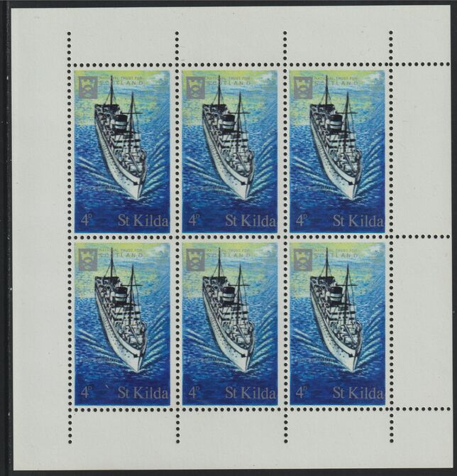 St Kilda 1971 Ships 4d SS Devonia complete perf sheetlet of 6 unmounted mint, stamps on , stamps on  stamps on ships