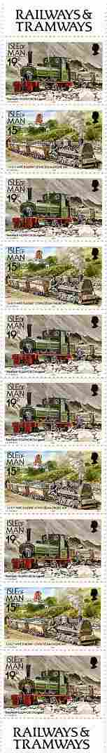 Isle of Man 1988-92 Manx Railways & Tramways booklet pane containing 15p x 4 & 19p x 6 unmounted mint SG 372b, stamps on , stamps on  stamps on railways, stamps on  stamps on trams, stamps on  stamps on transport