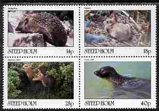 Steep Holm 1981 Mammals perf set of 4 unmounted mint Rosen SP9-12 (15,800 sets produced), stamps on , stamps on  stamps on animals, stamps on  stamps on mammals, stamps on  stamps on hedgehogs, stamps on  stamps on rabbits, stamps on  stamps on deer, stamps on  stamps on seals