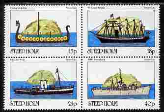 Steep Holm 1982 Ships perf set of 4 unmounted mint Rosen SP13-16 (8,000 sets produced), stamps on ships, stamps on vikings, stamps on 