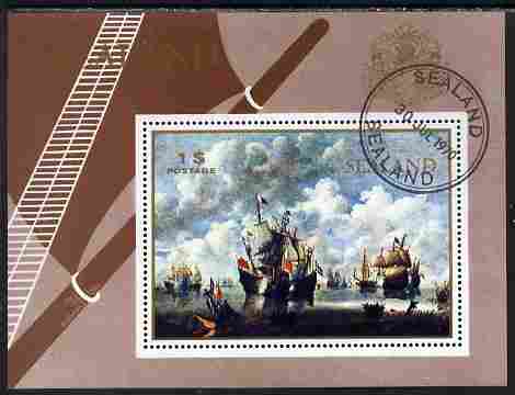 Sealand 1970 Paintings of ships $1 perf m/sheet fine cto used, stamps on , stamps on  stamps on ships, stamps on  stamps on arts