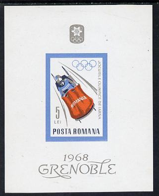 Rumania 1967 Grenoble Winter Olympics m/sheet (Bobsleigh) unmounted mint, SG MS3502, Mi BL 64, stamps on olympics, stamps on sport, stamps on bobsled