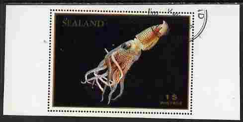 Sealand 1970 Fish $1 perf proof of m/sheet as issued but with white background, fine cto used, stamps on fish, stamps on marine life